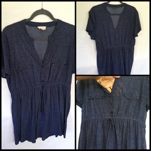 1X Babydoll Blue Chiffon Top